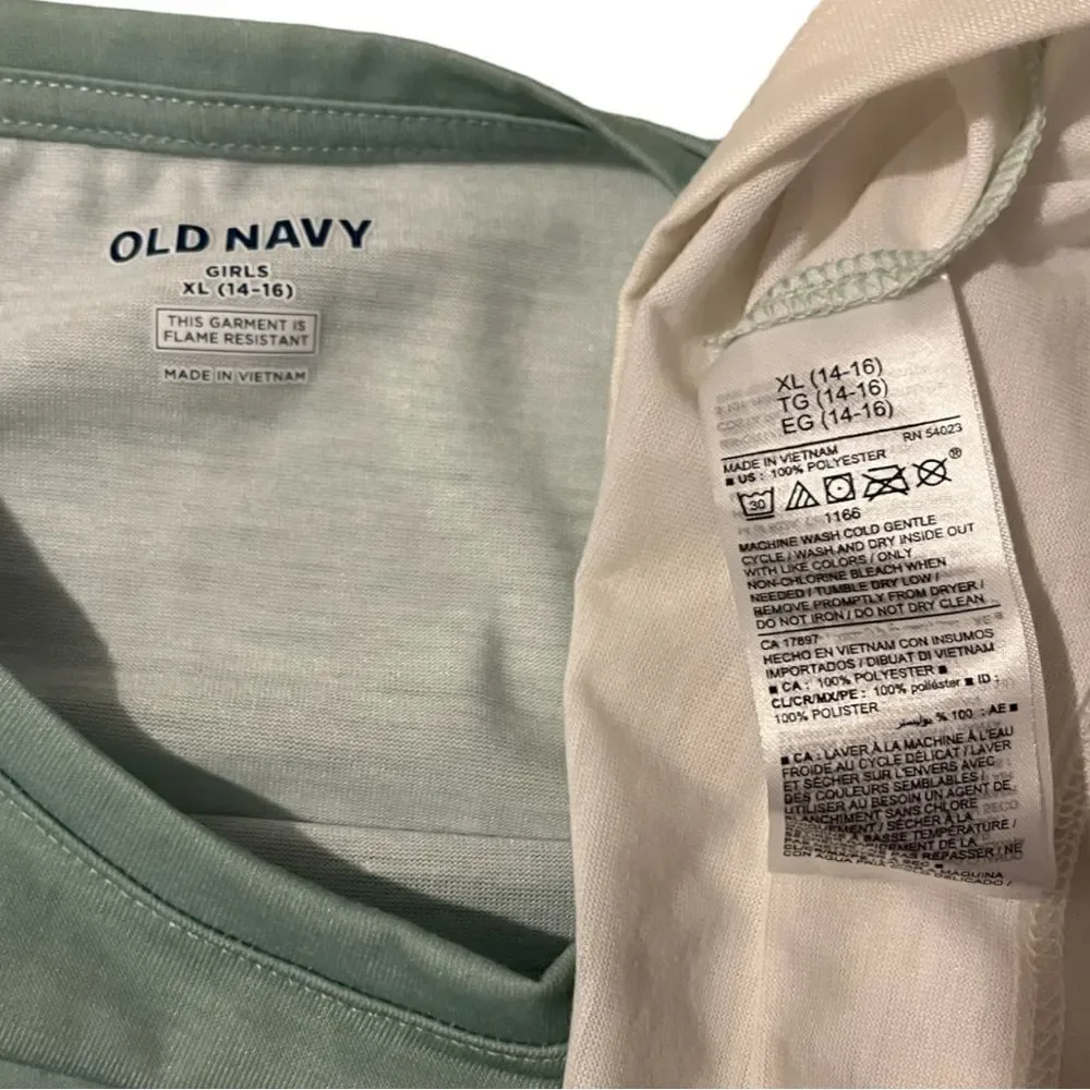 🔥4/$25 Old Navy Girls Short Sleeve Sleep Top Green Tie Dye